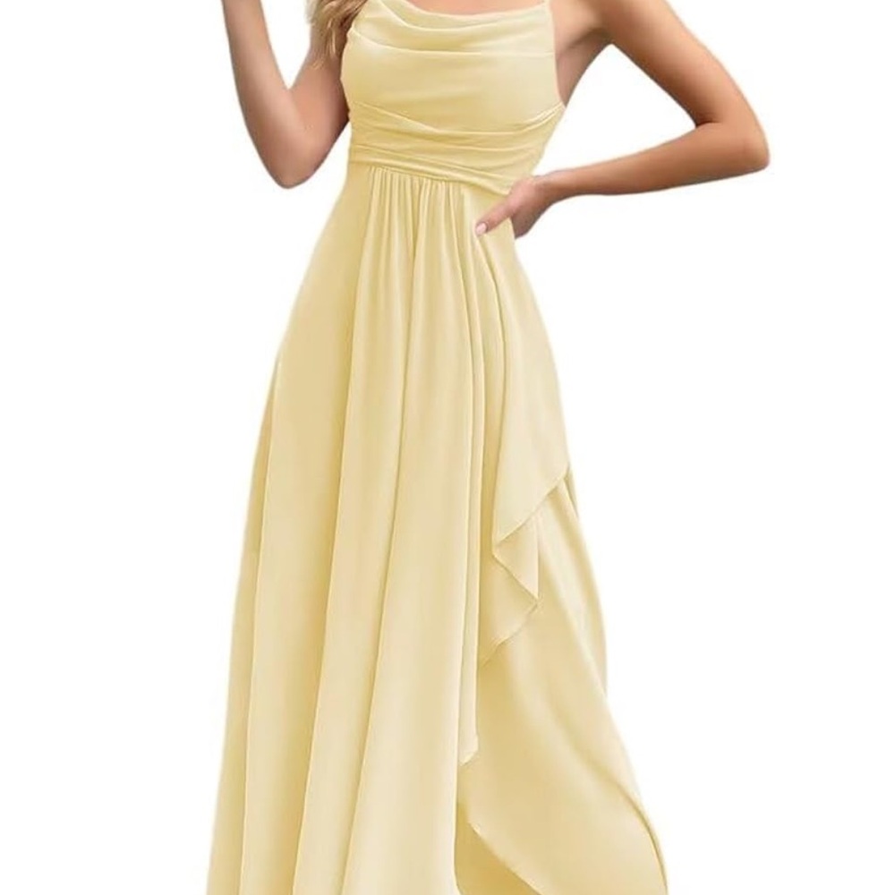 Yellow chiffon bridesmaid dress